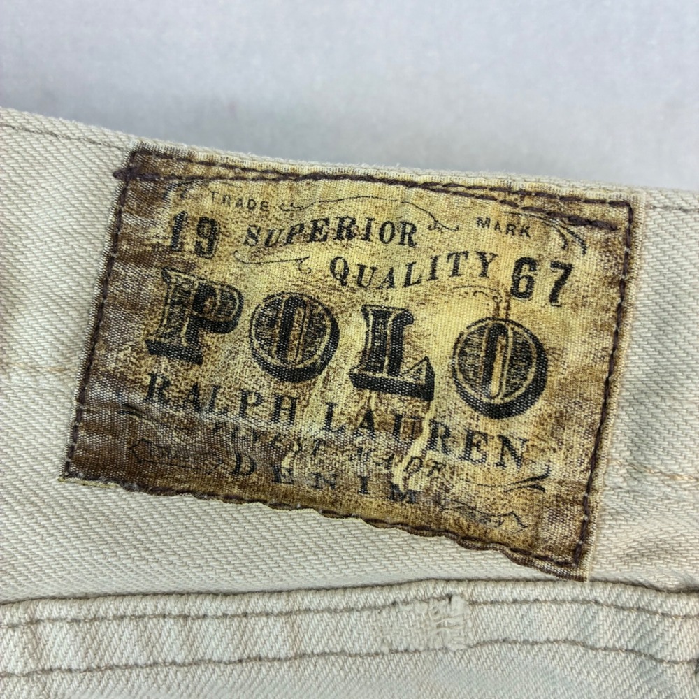 Polo Ralph Lauren Classic Fit Jeans Mens 35x29 Tan Khaki Cotton Denim Straight - Picture 2 of 12